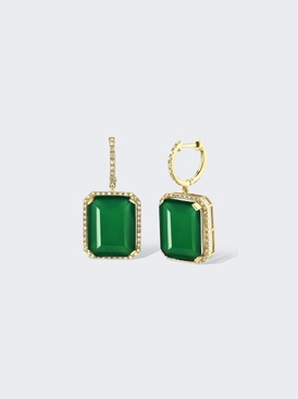 Green Onyx And Diamond Portrait Gemstone Earrings