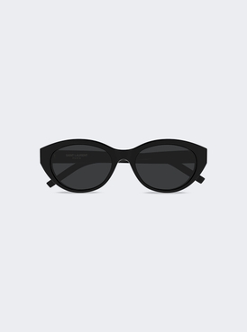 Rounded Cat-eye Sunglasses Shiny Solid Black