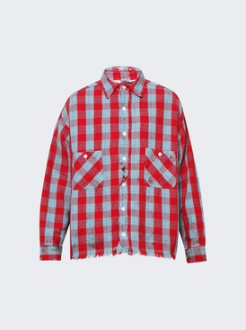 Front Button Checkered Shirt Red And Blue