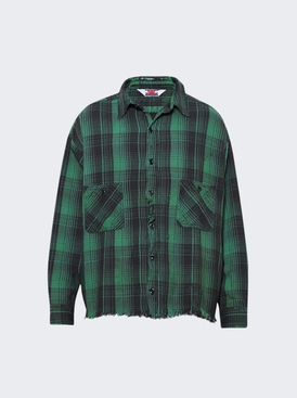 Front Button Checkered Shirt Green And Black