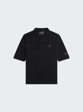 Embroidered Oversized Polo Shirt Black