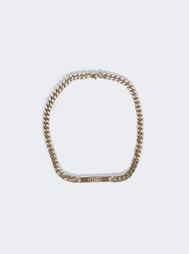 Minimal Logo Id Tag Curb Necklace Polished Palladio