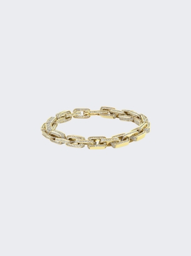 Pave Diamond Deco Link Bracelet 18k Yellow Gold