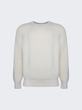 Michel Exaggerated Rib Crewneck Sweater Butter White