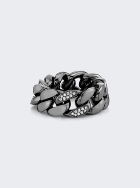 Pave Diamond Flat Link Ring 18k Black Gold