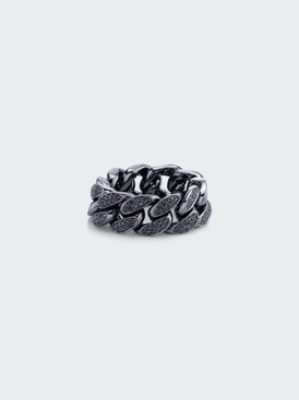 Black Diamond Flat Link Ring 18k Black Gold