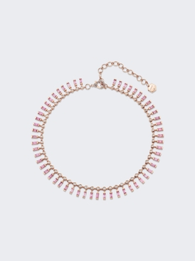 Dot-dash Diamond & Pink Sapphire Necklace 18k Rose Gold