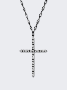 Large Diamond Cross Pendant Necklace 18k Black Gold