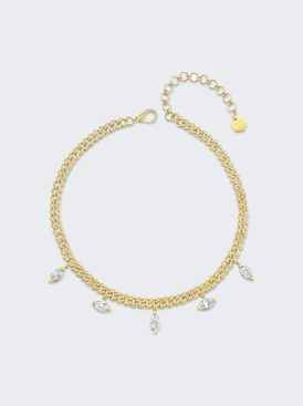Pave Diamond Link Marquise Drop Necklace 18k Yellow Gold