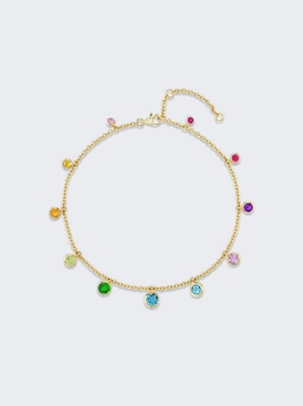 Rainbow Gradual Bezel Drop Necklace 18k Yellow Gold