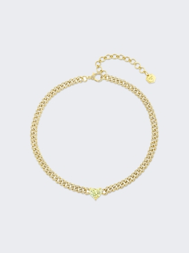 Diamond Heart Pave Mini Link Necklace 18k Yellow Gold