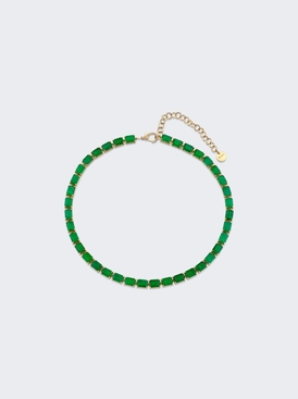 Jumbo Baguette Emerald Tennis Necklace 18k Yellow Gold