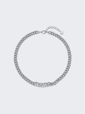 Diamond Pave Personalized Medium Link Necklace Mama 18k White Gold