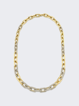 Diamond Pave Graduated Cable Link Necklace 18k Yellow Gold