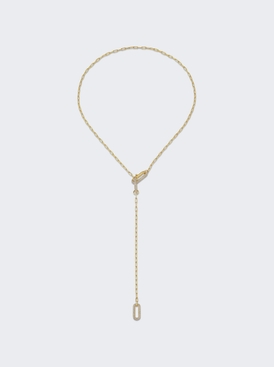 Pave Diamond Cable Link Lariat Necklace 18k Yellow Gold
