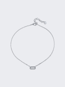 Single Diamond Pave Cable Link Necklace 18k White Gold