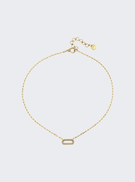 Single Diamond Pave Mini Cable Link Necklace 18k Yellow Gold