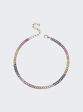 Rainbow Mini Pave Diamond Link Choker Necklace 18k Gold