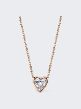 Bezel Solitaire Diamond Heart Necklace Rose Gold