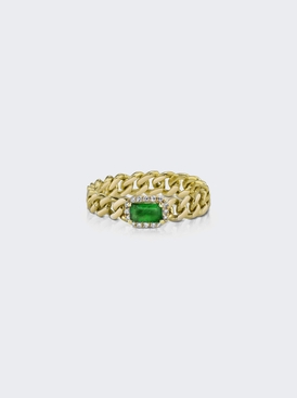 18k Rectangle Emerald Baby Link Ring