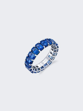 Blue Sapphire Eternity Band 18k White Gold
