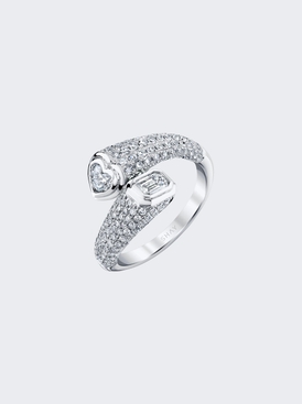 Diamond Pave Bypass Pinky Ring 18k White Gold