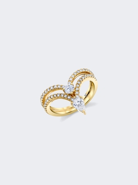 Mixed Diamond Stacked Chevron Pinky Ring