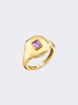 Amethyst Baguette Pinky Ring 18k Yellow Gold