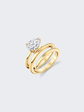 Pear Diamond Spiral Pinky Ring 18k Yellow Gold