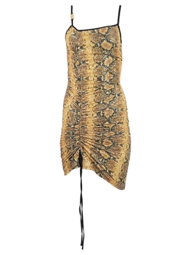 PYTHON SEQUINS COULISSE DRESS Yellow