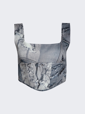 Denim Print Corset