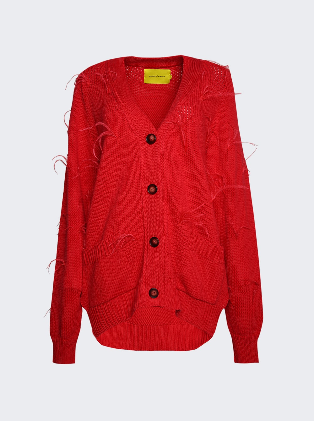 Oversized Cardigan With Feathers Pulls Red