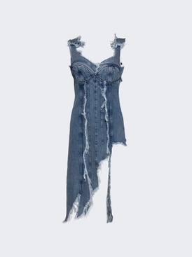 Distressed Denim Corset Dress Light Blue