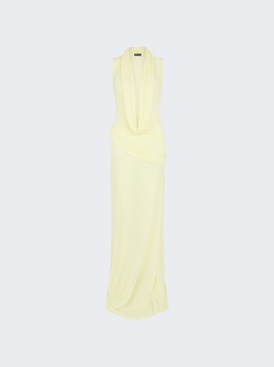 Plunge Neckline Sleeveless Gown Yellow