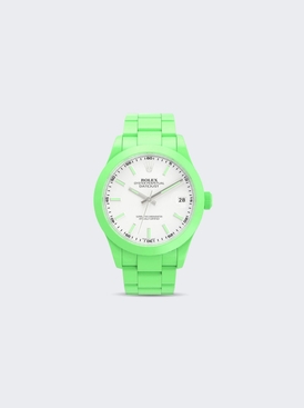 Rolex Datejust Smooth Ceramic Ccoated White Dial Oyster Bracelet Apple Green Hour Markers secondary image