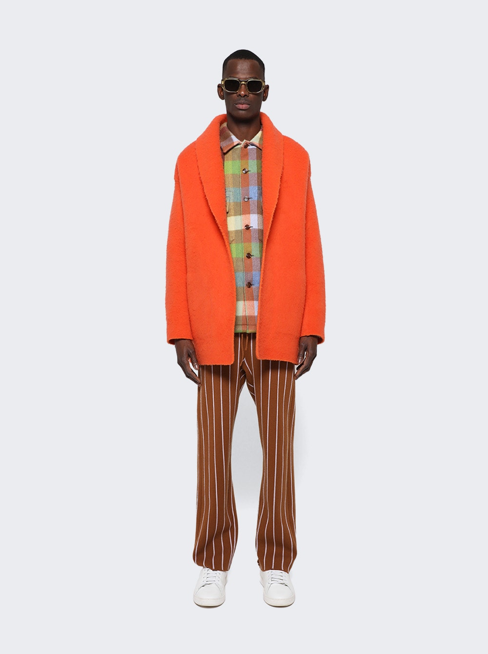 X The Elder Statesman Cashmere and Wool Brushed Robe Orange X The Elder Statesman Cashmere and Wool Brushed Robe Orange