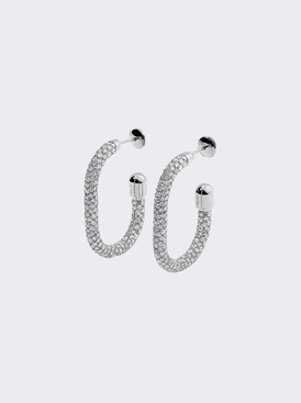 extrusion" Diamond Pave Thin Large Hoop Earrings