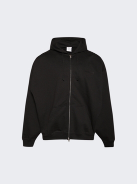 Embroidered Logo Zip Up Hoodie Black