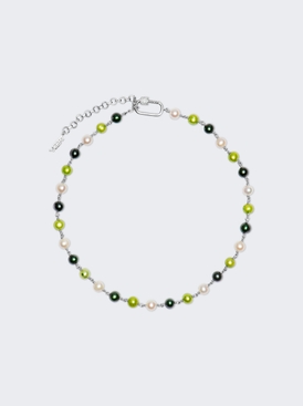 The Single Multi Green Freshwater Pearl Necklace White Gold
