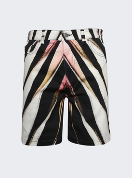 Ray Of Sea Print Denim Shorts Pink