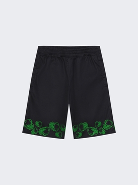 Heart Embroidered Shorts Black