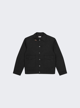 Structured Wool Jacket with Removable Retro Logo Pin Black