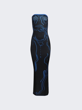 Venus Shell Long Sheer Dress Black And Blue