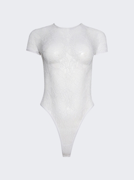 Lace Cap Sleeve Bodysuit White