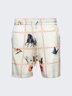 Wildlife Silk Shorts Ivory