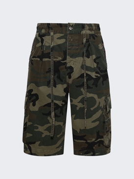 Camo Pleated Cargo Shorts Camo