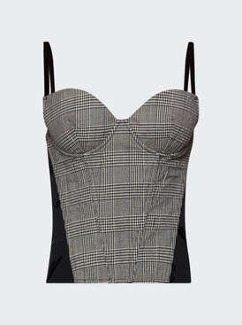 Metalized Wrinkled Corset Top Grey Check