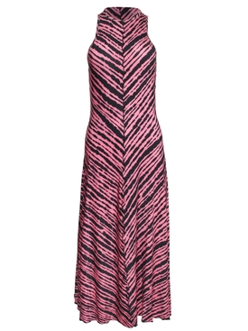 Sleeveless Tie Dye Jersey Dress Bright Pink And Black