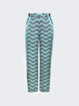 Monogram Straight Leg Trousers Turquoise