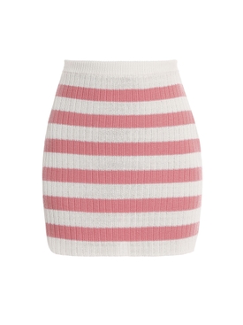 X Barbie Short Striped Knitted Skirt Pink